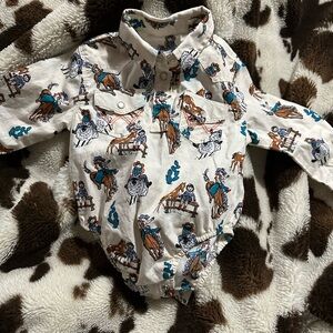 Wrangler pearl snap onesie